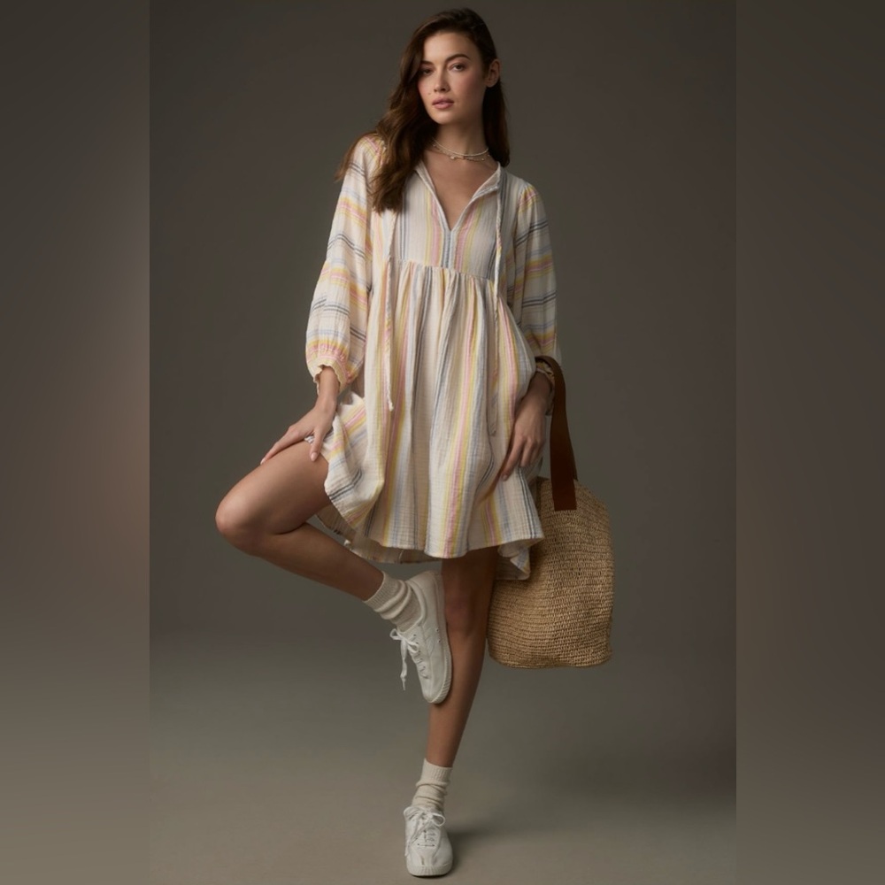 Sundry Long-Sleeve Babydoll Mini Dress
